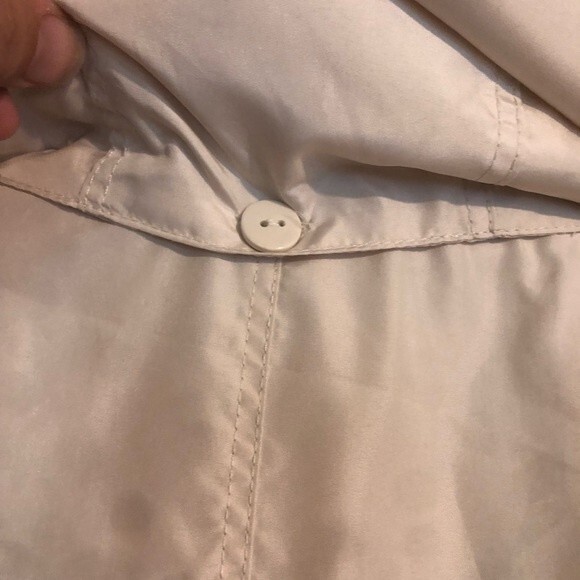 KORET Large Cream Ivory Windbreaker Lightweight Jacket Coat Hooded Button Up - Picture 8 of 9